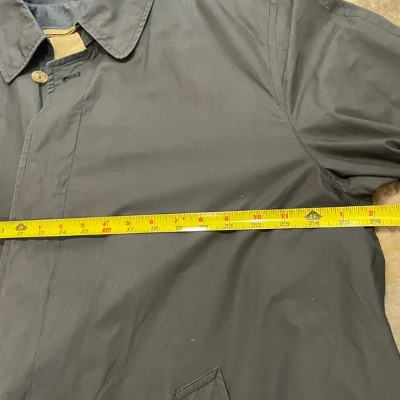 Vintage Brooks Brothers Navy Blue Trench Coat Size Large Missing Zip In Lining - Picture 10 of 16